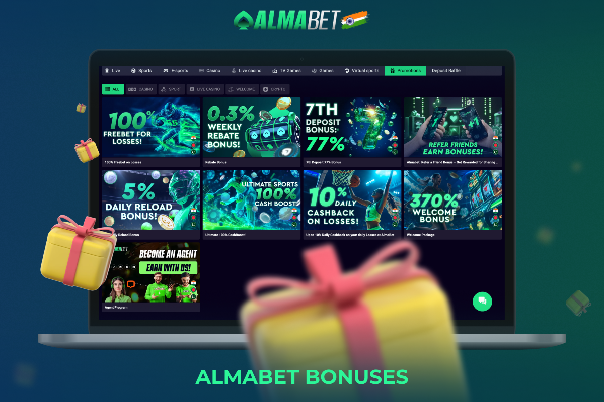 Almabet offers various bonuses and promotions to its Indian customers