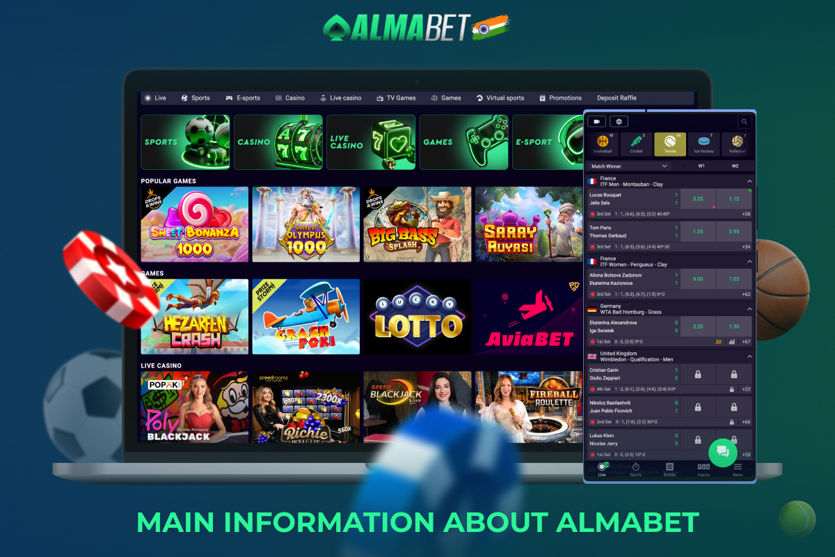 Almabet platform in India offers licensed games, sports betting, nice bonuses and much more to registered users
